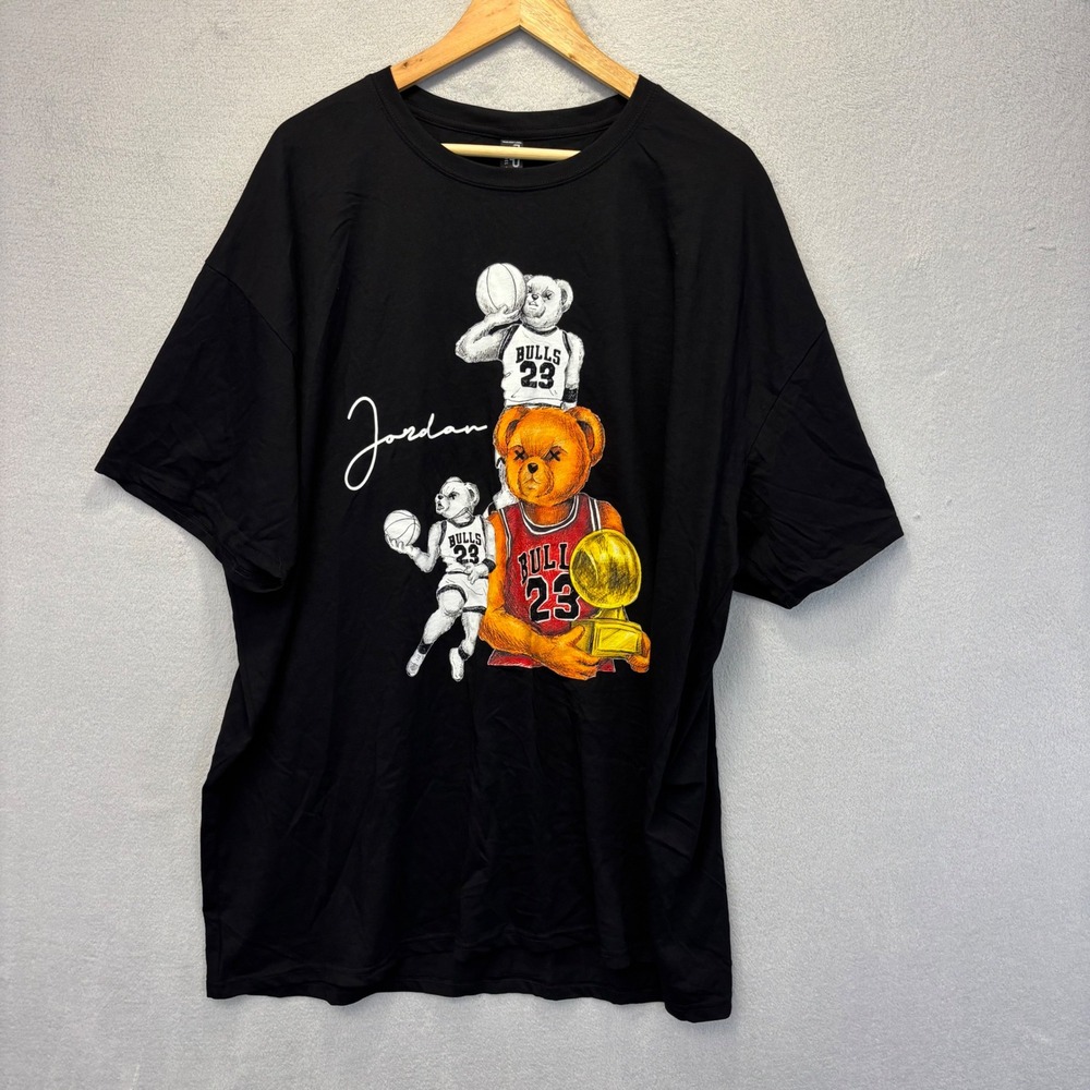 NEW Michael Jordan Bear T-Shirt RTP Apparel Men 3XL Black Bulls 23 Graphic Tee